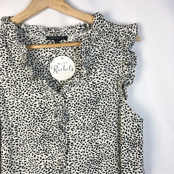 Staccato White & Black Dot Printed Ruffle Sleeveless Blouse S - Picture 5 of 5